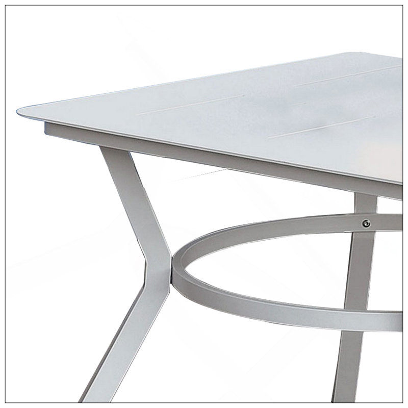 Plank Top Aluminum Patio Table With Flared Legs, White