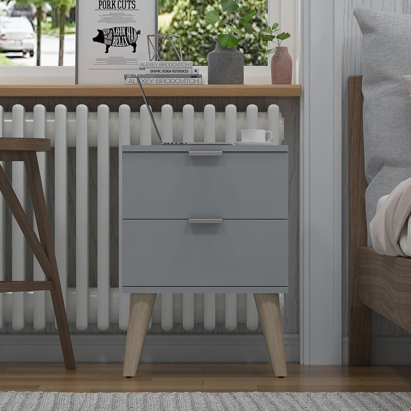 Treva 40cm W Bedside Table, Grey