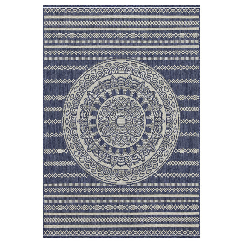 Blue Indoor/Outdoor Area Rug, Rectangle 7'10" x 10'3"