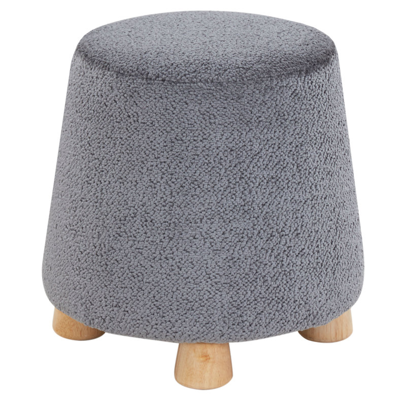 Round Chenille Ottoman, Dark Gray
