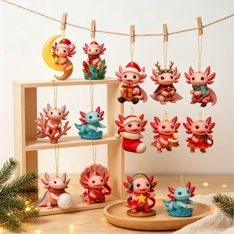 Décorations de Noël 2026 Calendrier de l'Avent Axolotls Coffret Cadeau Décorations de Calendrier de l'Avent Assorties Ornements de Noël