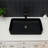 Rectangular Black Vessel Ceramic Bathroom Sink 24"X13.5", European Contemporary Style, Low Water Absorption, Smooth Surface, Above Counter Installation Inspired Finish, Setup