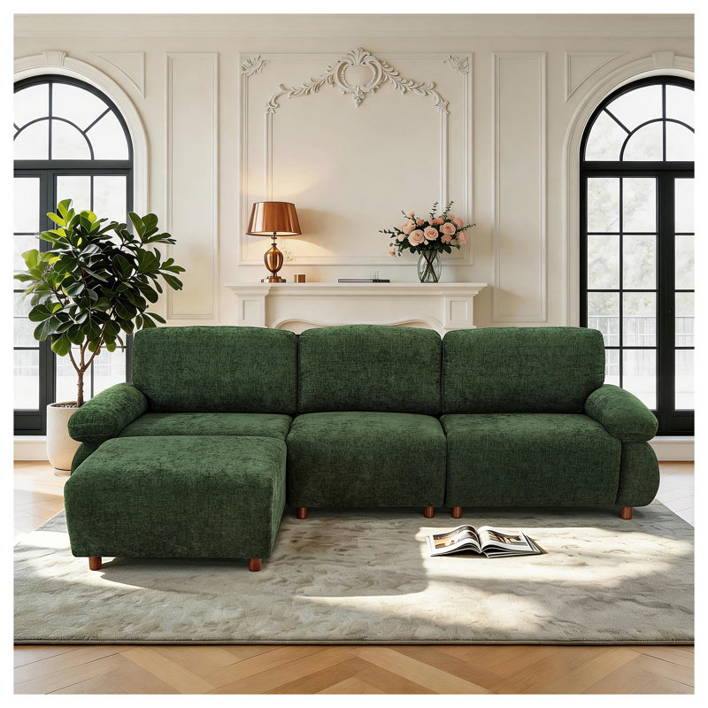 Canapé modulaire modulaire avec repose-pieds en chenille de 111 po 111 po