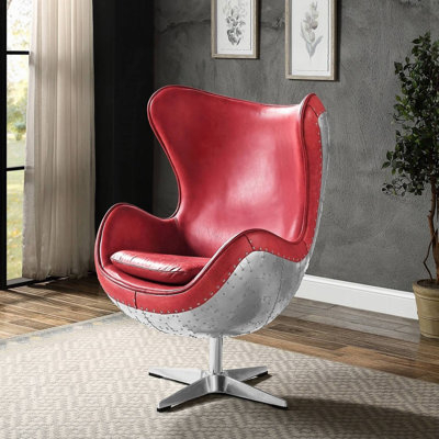 Fauteuil d'appoint pivotant en cuir Genevieve