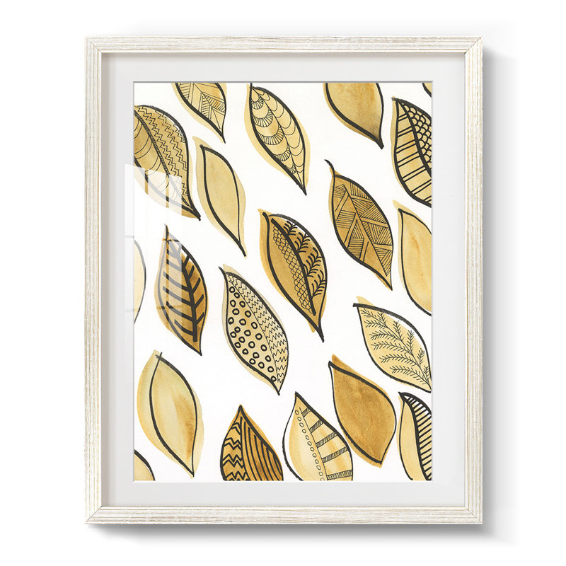 Motif de formes de feuilles II - impression encadrée, H 28,5 po x l 20,5 po, Blanc