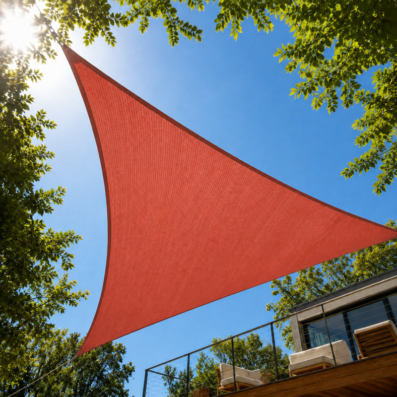 Colourtree Triangle Sun Shade Sail Canopy Fabric Cloth Screen, Water Permeable & UV Block UPF50, Brown, 4 ft. x 4 ft. x 4 ft.