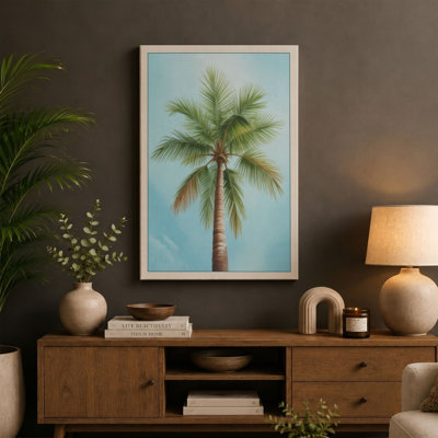 Palm Against Sky Botanical 1 Piece Wrapped Canvas Wall Art