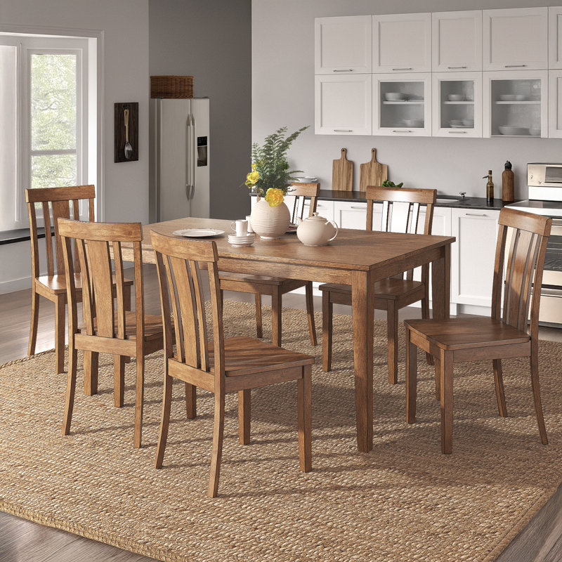 Alexa-Mae 6 - Person Solid Wood Top Four Leg Dining Set, Oak