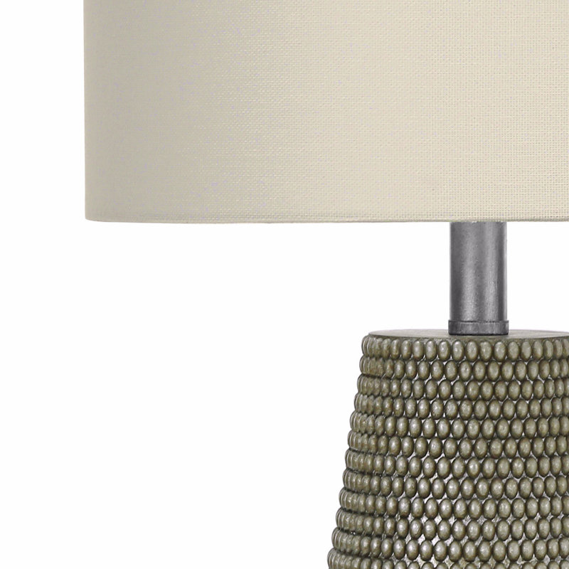 Lighting, H 24 po, lampe de table, résine grise, abat-jour ivoire / crème