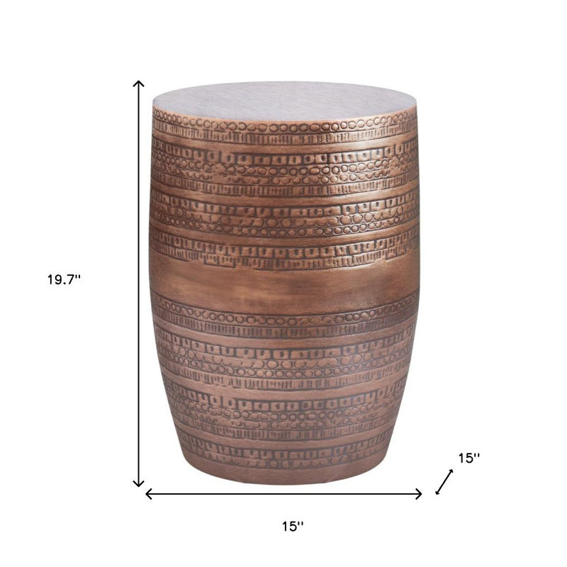 20" Copper Metal Round End Table