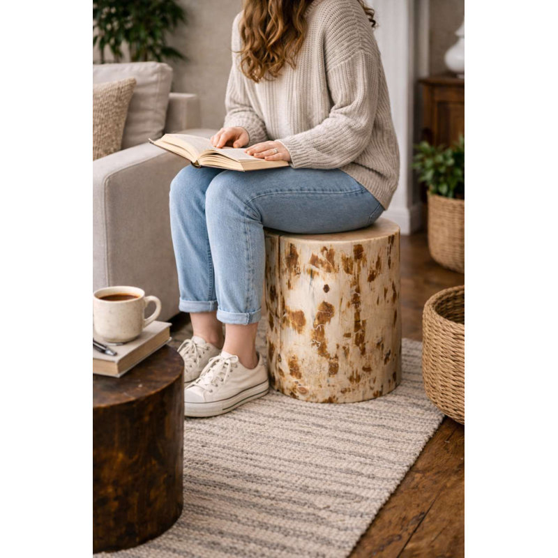 Tabouret de pin Heritage, table d'appoint / tabouret, 16 po x 22 po, vernis naturel transparent, H 22 po x l 16 po x P 16 po