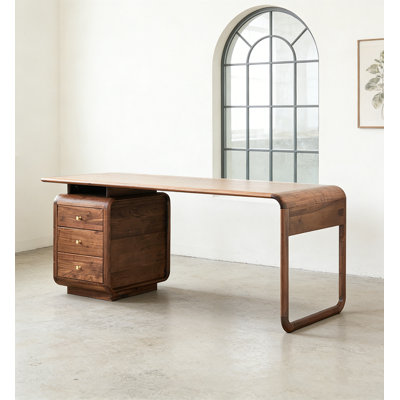 Bureau élégant en bois de frêne avec 3 tiroirs de rangement
