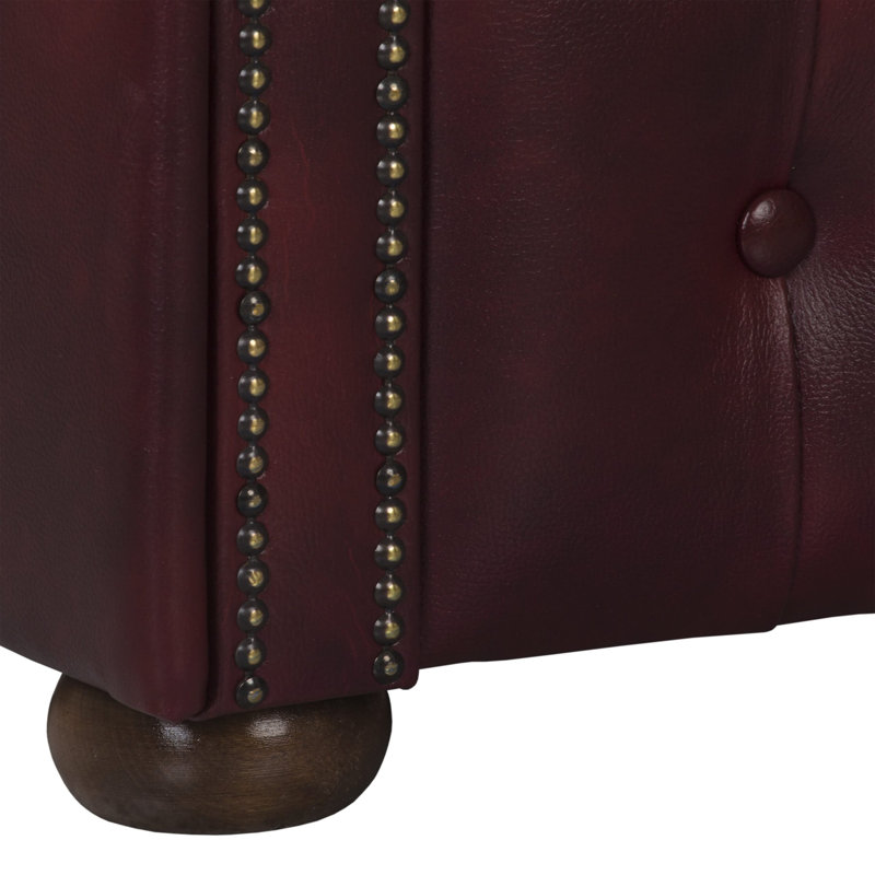 Tamberg Genuine Leather Sofa, Cherry, 3