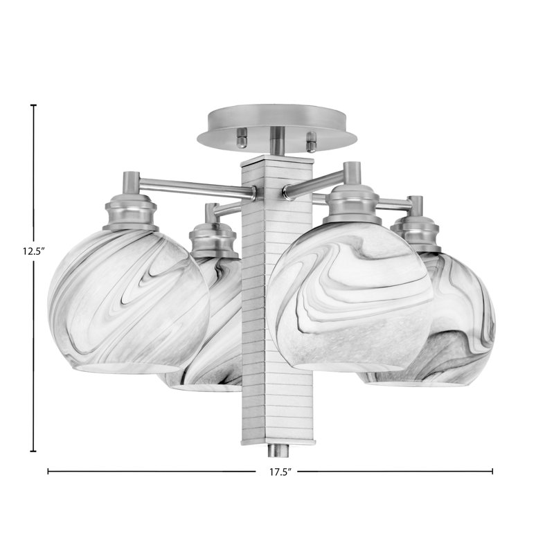 Plafonnier semi-encastré avec verre 5,75 po Edge, Nickel brossé