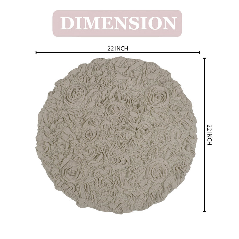 Taki Cotton Round Bath Rug, 22" Round, Linen