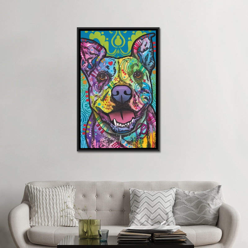 Butters, Pit Bull by Dean Russo - Gallery-Wrapped Canvas Giclée on Canvas, 26" H x 18" W x 1.5" D, Black Framed Canvas