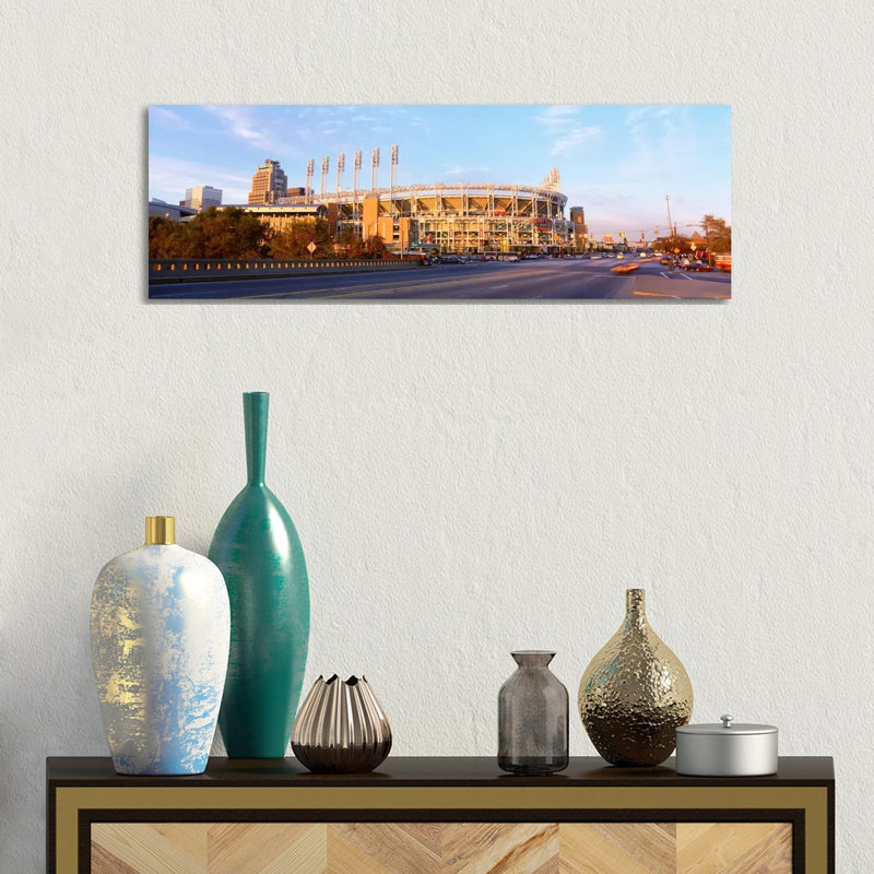 Facade Of A Baseball Stadium, Jacobs Field, Cleveland, Ohio, USA - Wrapped Canvas Panoramic Print