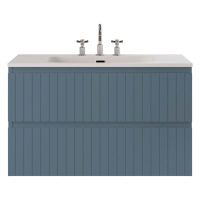 Meuble-lavabo simple flottant cannelé 36 po Atharv