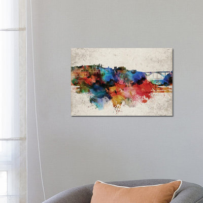 Oporto Abstract Skyline by WallDecorAddict - Wrapped Canvas Print