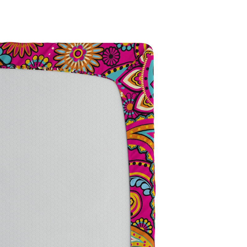 Drap-housse en microfibre à motif cachemire, Drap-housse de taille simple, Cachemire rose foncé