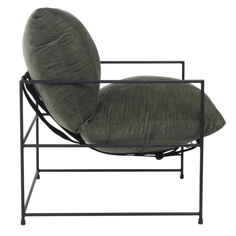 Inska Black Iron Hammock Style Occasional Chair, Green, 33" H x 28" W x 32" D