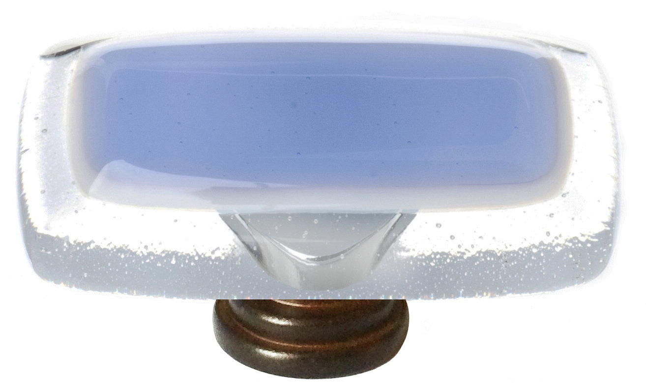 Reflective Rectangular Cabinet Knob, Polished Chrome, Sky Blue