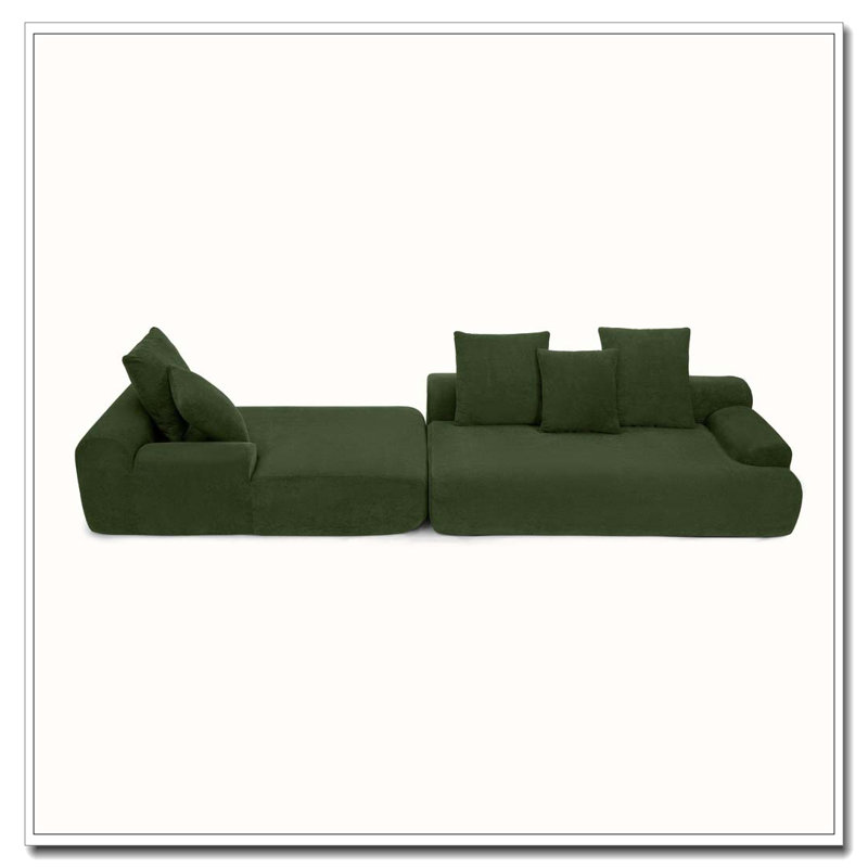 Upholstered L-Shape Sectional Sofa Couch, Green