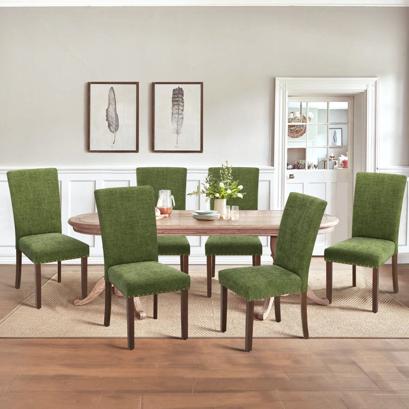 Chaise de salle à manger rembourrée Nailhead, Vert