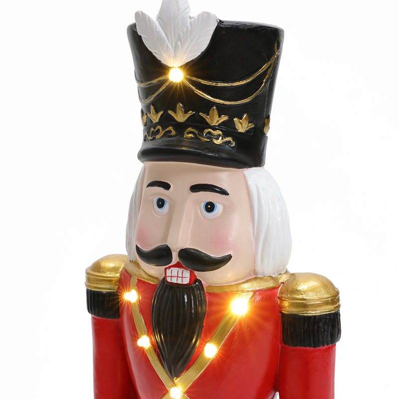 Soldat casse-noisette lumineux 2 pi en rouge, décoration de Noël à piles, H 24,21 po x l 7,28 po x P 5,91 po
