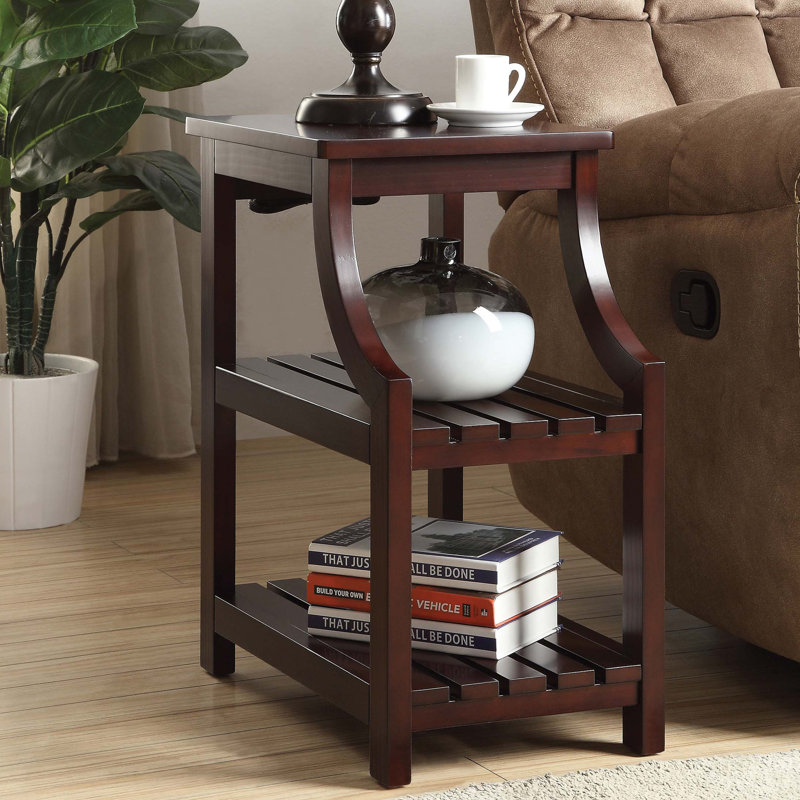 Espresso Side Table with USB Power Dock