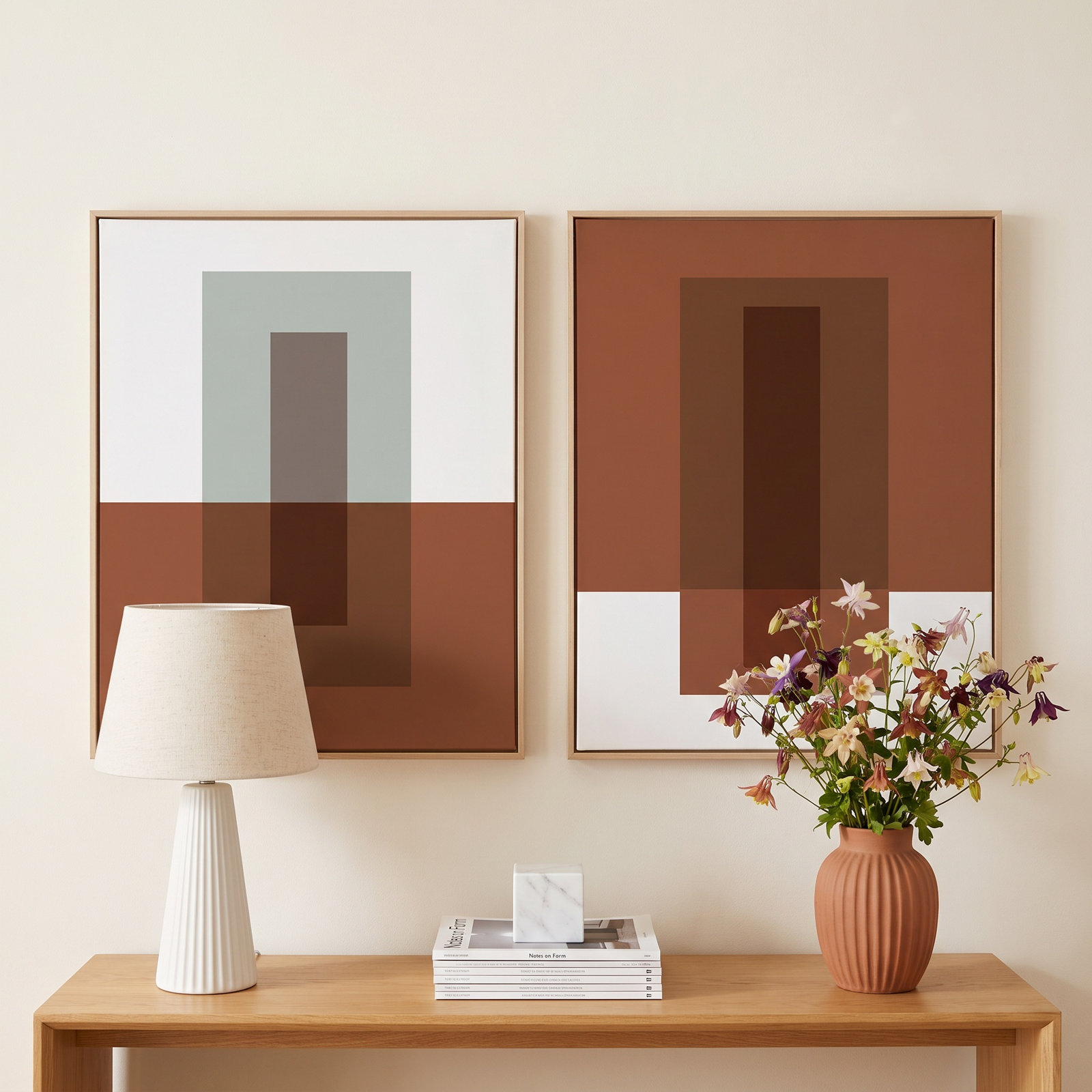 Up & Down, Down & Up by Jacques Pilon, White Framed Canvas, 50" H x 40" W