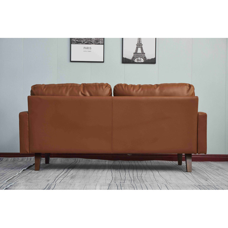 Brown Faux Leather 2-Piece Sofa and Loveseat Living Room Set