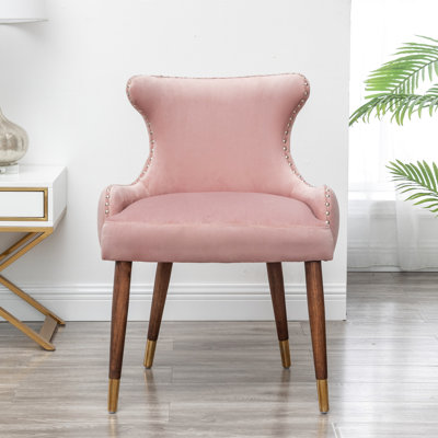 Fauteuil contemporain en velours rose - Chaise avec mousse dense, dossier, pieds noirs rembourrés de mousse électrolytique