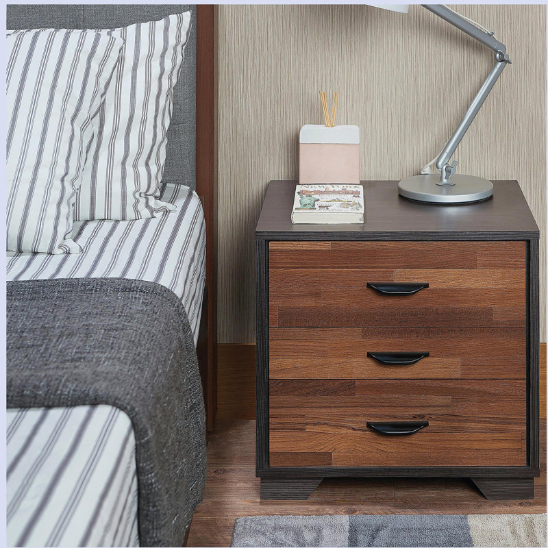Walnut and Espresso 3-drawer Rectangular Accent Table, Walnut