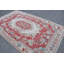 Tapis turc antique à motif floral rouge authentique idéal pour le décor de la salle à manger et du salon