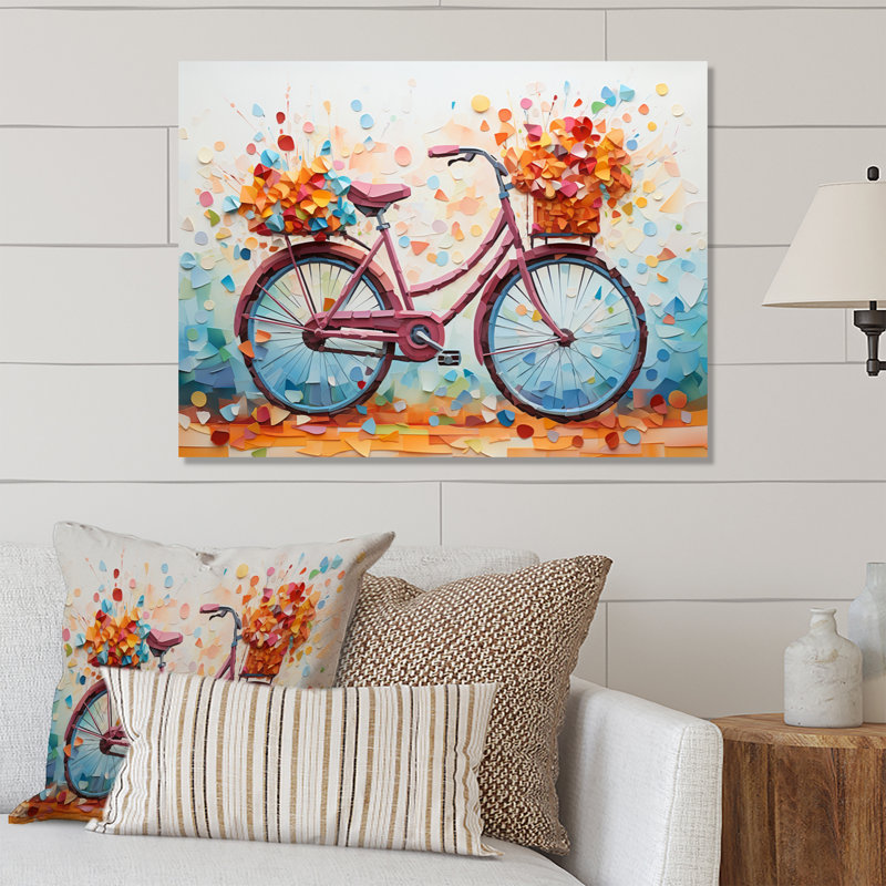 Vélo pédales harmonieuses pointillisme III, H 12 po x l 20 po x P 1 po
