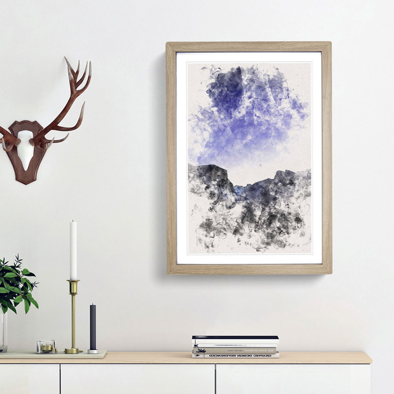 Yosemite Valley at Night in California - Picture Frame Graphic Art Print, 45cm H x 33cm W x 2cm D, Oak Framed