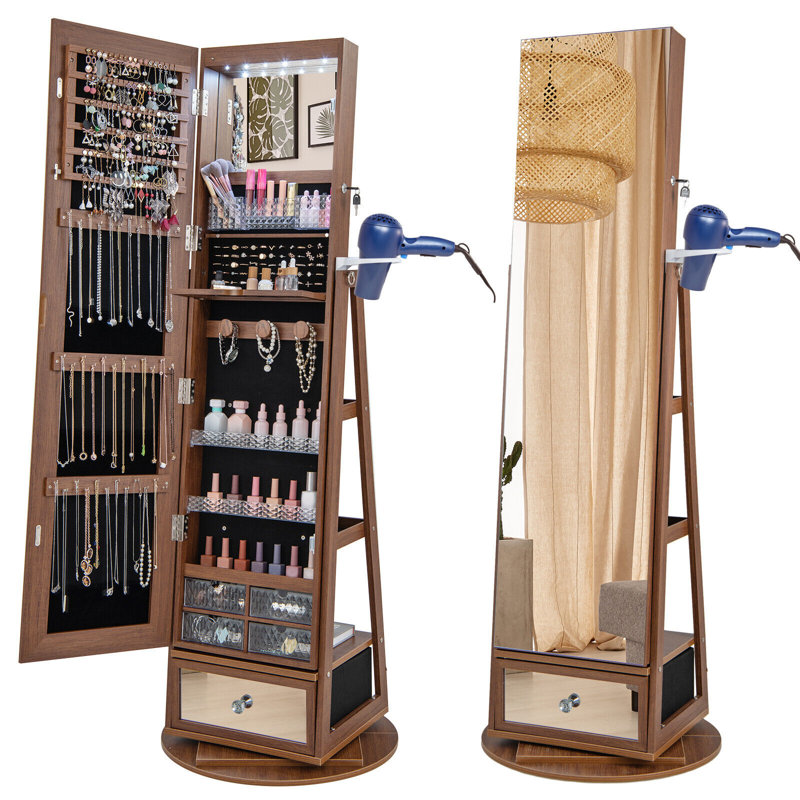 Anushya Freestanding Jewelry Armoire, Brown