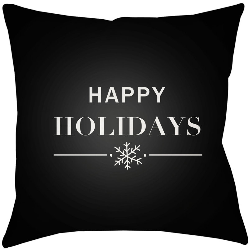 Happy Holidays Indoor/outdoor Throw Pillow, 16" H x 16" W x 4" D