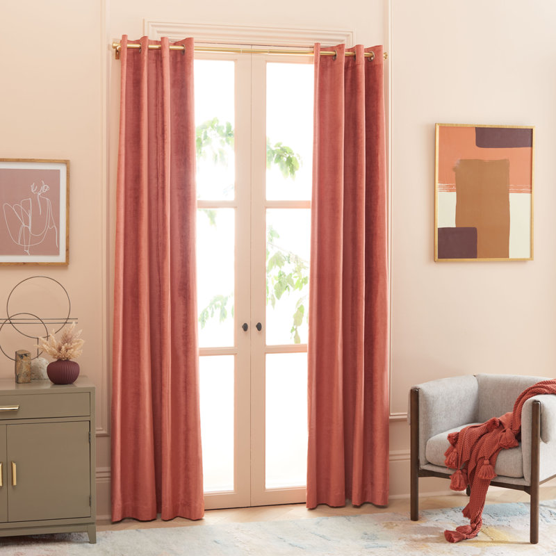 Ida Room Darkening Curtain Single Panel, 52" W x 84" L, Rust