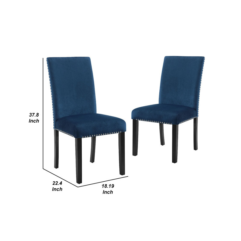 Ensemble de 2 chaises de salle à manger en velours 38 po Jenola, bleu