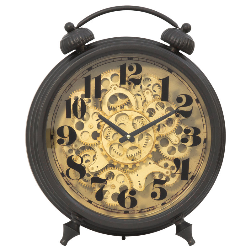 Quartz movement / Crystal Tabletop Clock in Beige Black
