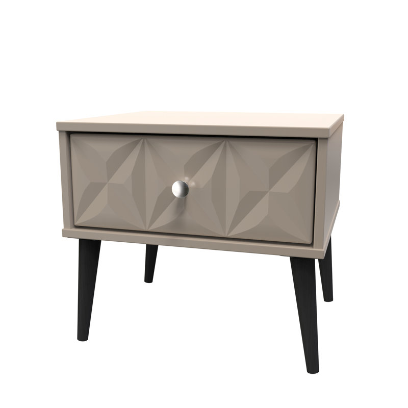 Carnlea 45cm W Manufactured Wood Bedside Table, Mushroom Matt