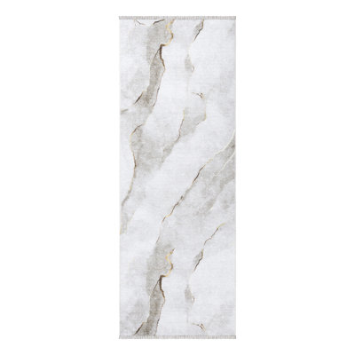 Washable Non-Slip Area Rug - Ivory / Gold Modern Abstract Area Rug for Living Room, Bedroom, Dining Room, and Kitchen
