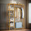 Donavon Natural Bamboo Wooden Clothes Rack Garment Rail Garment Rack Open Wardrobe Storage Shelves Bedroom