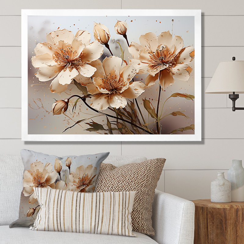 Rétro charme iris rétro, H 30 po x l 40 po x P 1,5 po, Cadre simple blanc