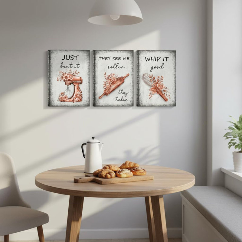 3 Piece Wrapped Canvas Print, Orange