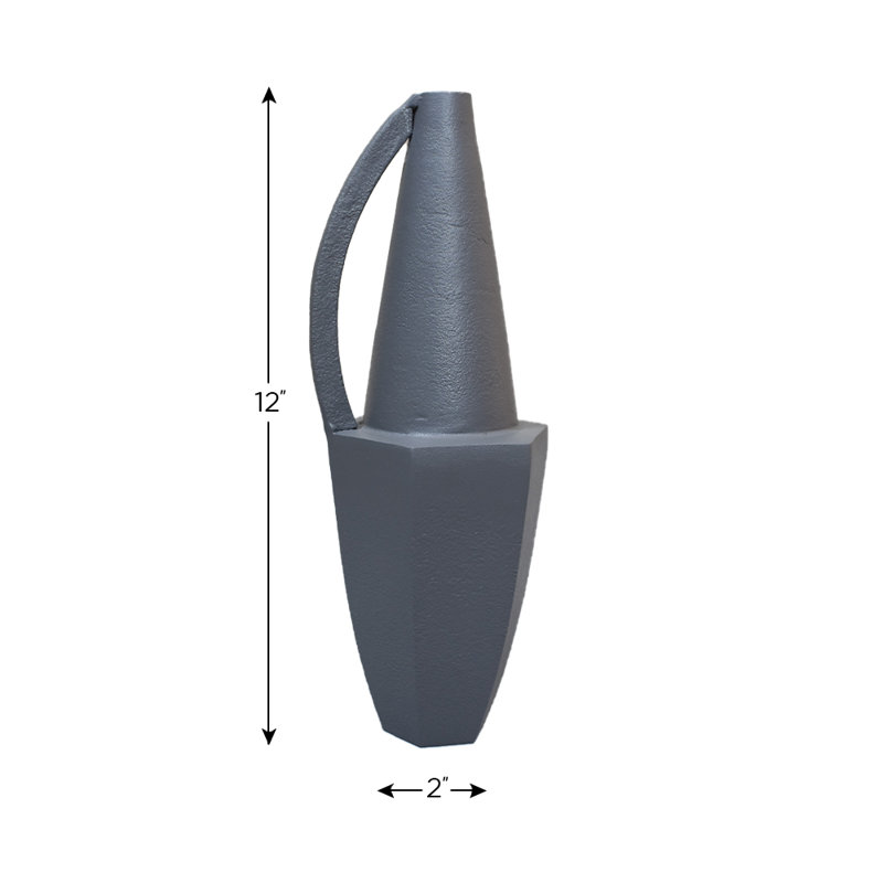 Vase de table en métal Alyia, gris, H 12 po x l 2 po x P 2 po