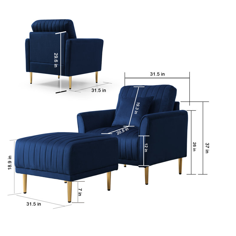 Fauteuil d'appoint moderne avec repose-pieds Lalla