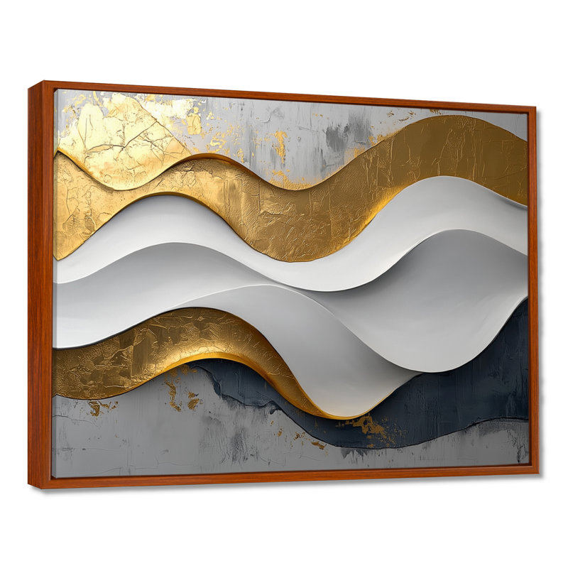 Amaro VI - Abstract Large Wall Art, Brun, Cadre flottant, H 16 po x l 32 po